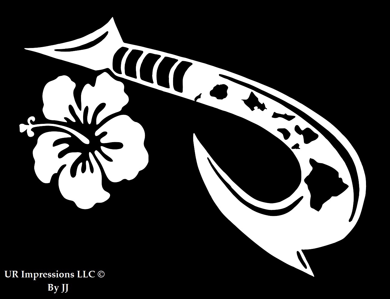 Hawaiian Islands Flag Fish Hook sticker decal Hawaii native British hukilau HI 